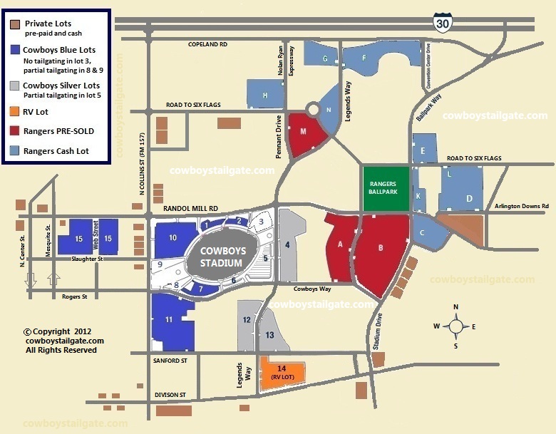 Cowboys Stadium Parking And Tailgating Map Rangers Ballpark